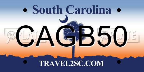 CAGB50 South Carolina License Plate