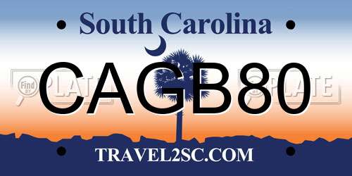 CAGB80 South Carolina License Plate