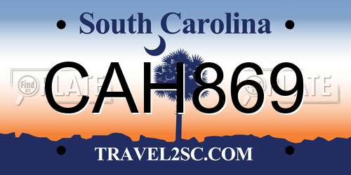 CAH869 South Carolina License Plate