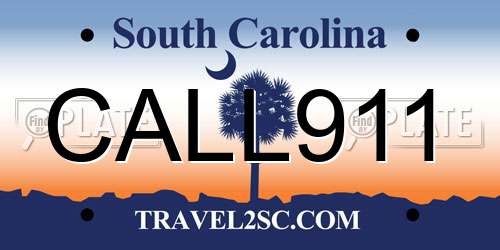 CALL911 South Carolina License Plate