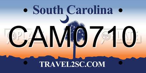 CAM0710 South Carolina License Plate