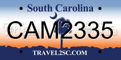 CAM2335 South Carolina License Plate