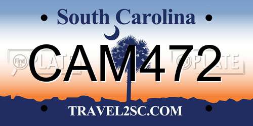 CAM472 South Carolina License Plate