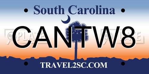 CANTW8 South Carolina License Plate