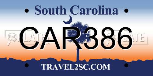 CAR386 South Carolina License Plate