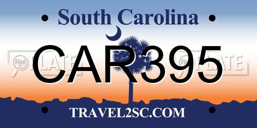 CAR395 South Carolina License Plate