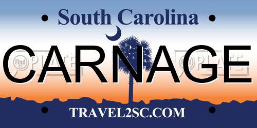CARNAGE South Carolina License Plate