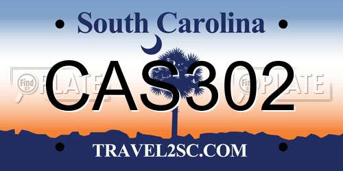 CAS302 South Carolina License Plate