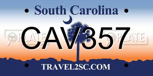 CAV357 South Carolina License Plate