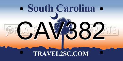CAV382 South Carolina License Plate