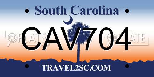 CAV704 South Carolina License Plate
