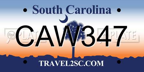 CAW347 South Carolina License Plate