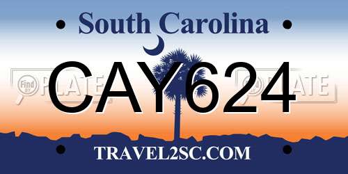 CAY624 South Carolina License Plate