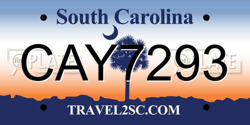 CAY7293 South Carolina License Plate