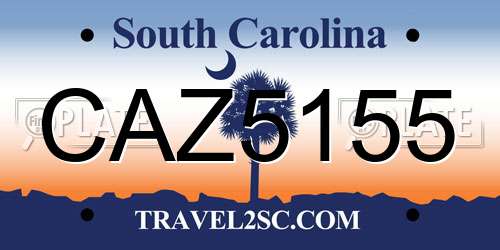 CAZ5155 South Carolina License Plate