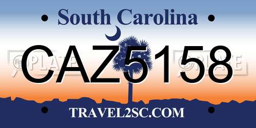 CAZ5158 South Carolina License Plate