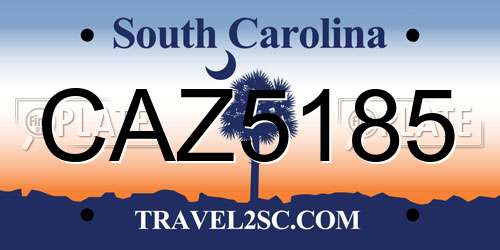 CAZ5185 South Carolina License Plate