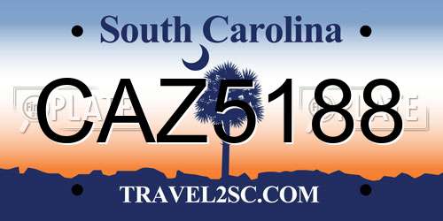CAZ5188 South Carolina License Plate