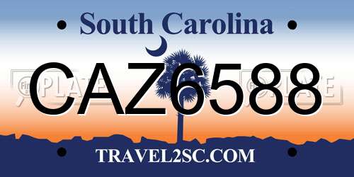 CAZ6588 South Carolina License Plate