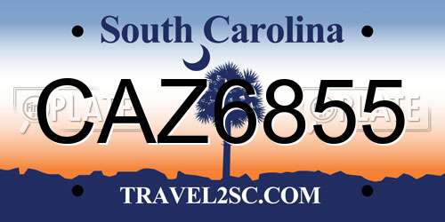 CAZ6855 South Carolina License Plate