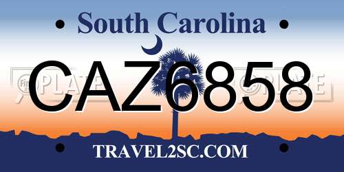 CAZ6858 South Carolina License Plate