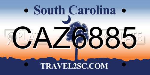 CAZ6885 South Carolina License Plate