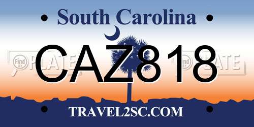 CAZ818 South Carolina License Plate