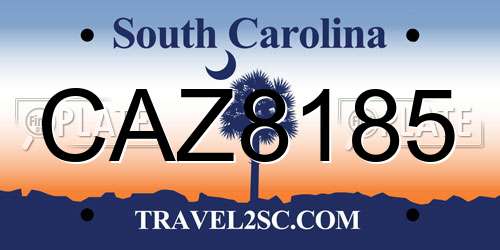 CAZ8185 South Carolina License Plate