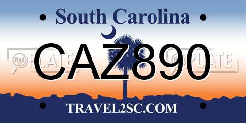 CAZ890 South Carolina License Plate