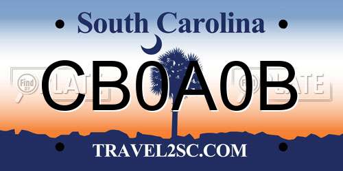 CB0A0B South Carolina License Plate