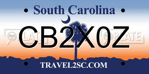 CB2X0Z South Carolina License Plate