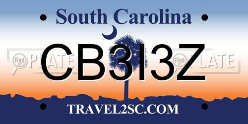 CB3I3Z South Carolina License Plate