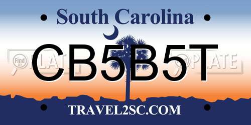 CB5B5T South Carolina License Plate