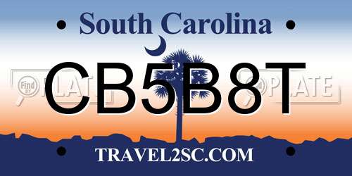 CB5B8T South Carolina License Plate