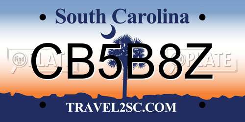 CB5B8Z South Carolina License Plate