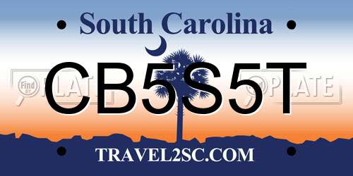 CB5S5T South Carolina License Plate