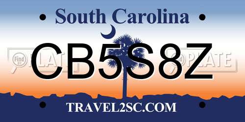 CB5S8Z South Carolina License Plate