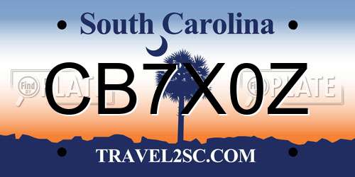 CB7X0Z South Carolina License Plate
