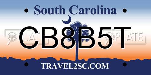 CB8B5T South Carolina License Plate