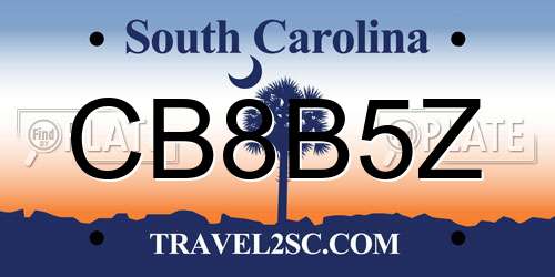 CB8B5Z South Carolina License Plate