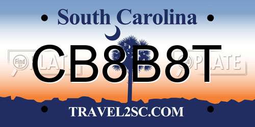 CB8B8T South Carolina License Plate