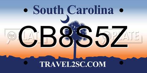 CB8S5Z South Carolina License Plate