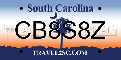 CB8S8Z South Carolina License Plate