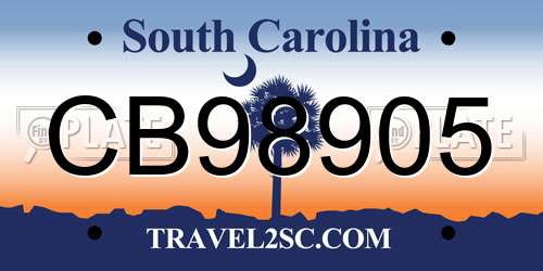 CB98905 South Carolina License Plate