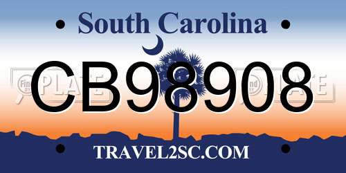 CB98908 South Carolina License Plate