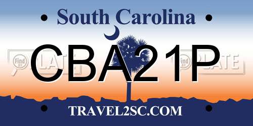 CBA21P South Carolina License Plate