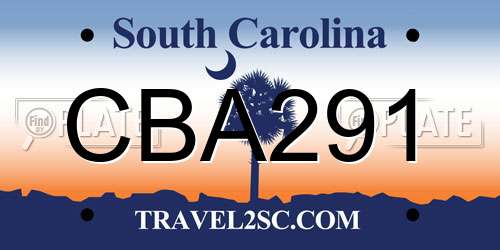 CBA291 South Carolina License Plate