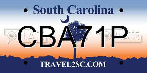 CBA71P South Carolina License Plate