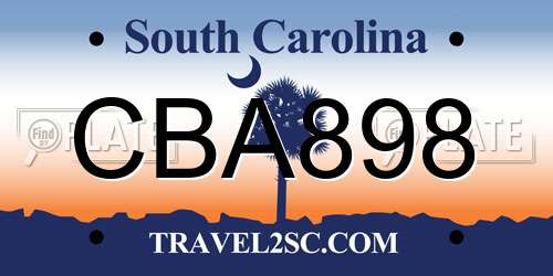 CBA898 South Carolina License Plate