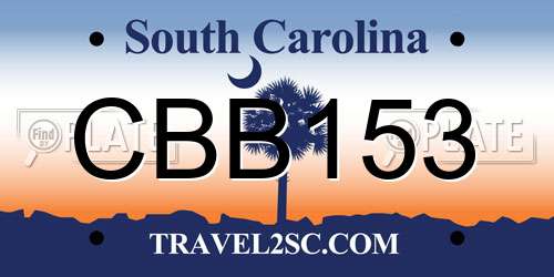 CBB153 South Carolina License Plate